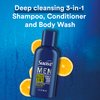 Suave Men Body Wash 3-in-1 Citrus Rush – Travel-Size Shampoo, Conditioner & Body Soap All-in-One Formula with Keratin for Healthy Hair & Skin, 3 Oz Ea (Pack of 3)
