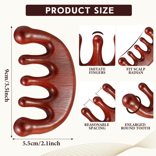 Tanlade 2 Pcs Scalp Gua Sha Comb Sandalwood Scalp Massager Scalp Massage Tool Wide Tooth Massage Comb Wooden Head Massager for Christmas Women Men Gift for Head, Body, Neck, Hands and Legs