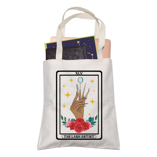 LEVLO Eye Lash Marketing Gift XLV The Lash Artist Shopping Bag Tarot Beauty Reusable Book Tote Bag for Women BFF(The Lash Artist)
