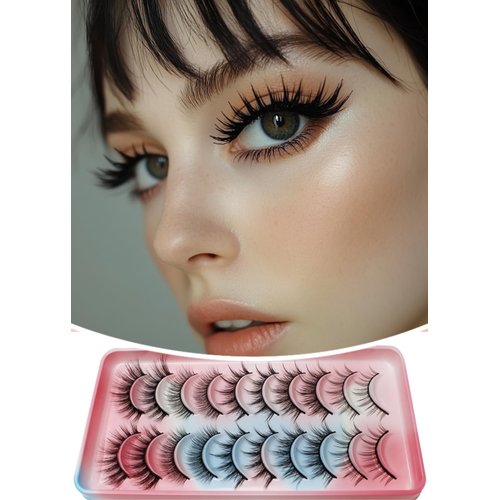 False Eyelashes, Natural lashes Wispy Mink Lashes Fluffy Eye Lashes,Mink Lashes,Lash Strips that Look Like Extensions 10 Pairs Pack