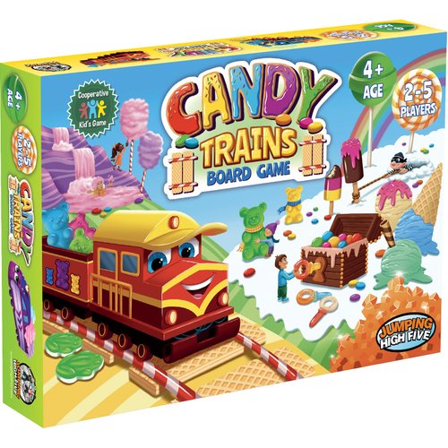 Jumping High Five Candy Trains Board Game! A Sweet Sugar Coated Cooperative Game for Kids Ages 4 and Up, Children Learn New Skills with Tasty Track Building, Perfect for Family Play Time