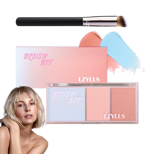 Cream Blush Stick with Brush,Waterproof Multi Cream Blush Stick Makeup,Lightweight,Long-lasting,Easy To Use,2 in 1 Multi Stick Blush for Cheeks & Lip Tint & Eyeshadow Makeup,Suitable for All Skin M3