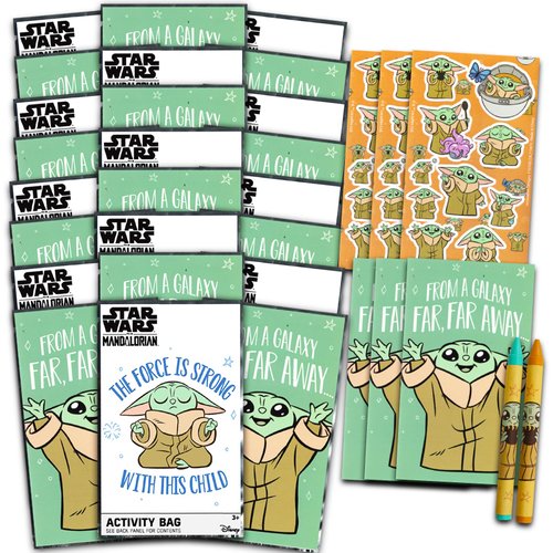 Baby Yoda Mini Birthday Party Favors Set - Bundle with 24 Star Wars The Mandalorian Play Packs | Mini Coloring Books (Baby Yoda Grogu Party Supplies)