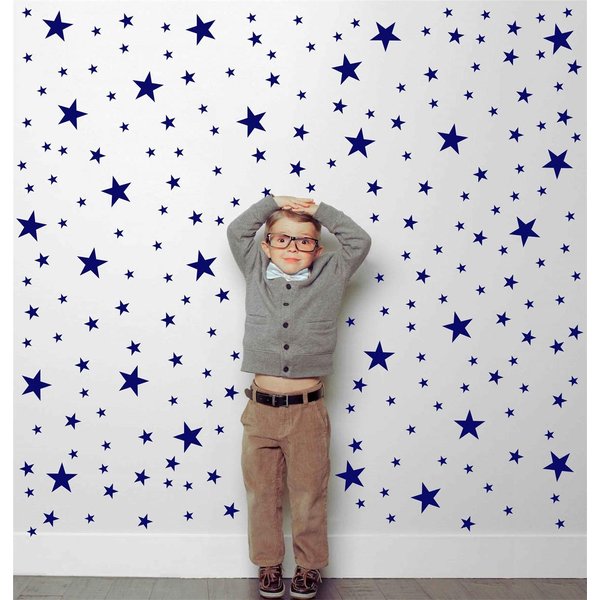 DXLING 174pcs Mixed Size Star Wall Stickers Home Decor Bedroom Removable Nursery Wall Decals Kids DIY Art Decal Gold White Black Star Wall Sticker JW343 (Navy Blue)