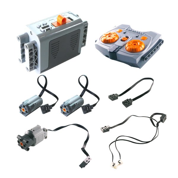 5-in-1 Motor Kit Compatible with Lego Technic, Power Function Motor Set Includes Motors, Battery Box, 2.4G Receiver, Remote Control