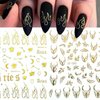 9 Sheet Gold Line Nail Art Stickers 3D Self-Adhesive Metal Nail Decal Laser Gold Flower Leaf Butterfly Flame Design Nail Art Supplies for Women Acrylic Nail Decorations Accessories