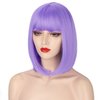 AISI BEAUTY Purple Wig with Bangs Short Straight Bob Wigs for Women 12 Inch Synthetic Colorful Cosplay Party Wig