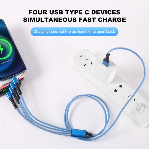 Multi Charging Cable,USB A to 4 in 1 USB C Charger Cable QC 3.0 Type C Ports Fast Charging Data Sync Cord for iPhone 16 15 Pro Max Galaxy S23 S22 S10 S9 S8 Note 20 Cell Phones Tablets and More