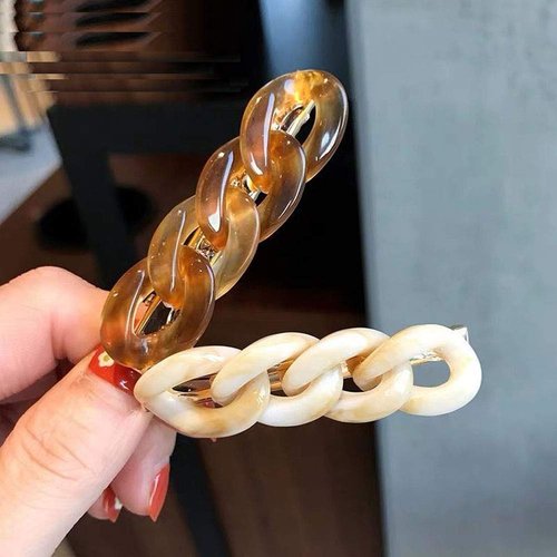 4Pcs Acrylic Hair Barrettes Chain Design Alligator Hair Clips Hairpin Hair Bangs Side Clip Hair Ornament Headdress for Women Girls Hair Accessories, 2 Colors