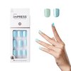 KISS imPRESS No Glue Mani Press On Nails, Design, 'Rain Check', Blue, Short Size, Squoval Shape, Includes 30 Nails, Prep Pad, Instructions Sheet, 1 Manicure Stick, 1 Mini File