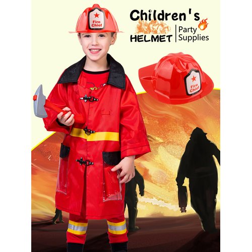 Cotiny 24 Pack Kids Firefighter Helmet Novelty Cosplay Hats for Kids Firefighter Party Halloween Costume Accessories