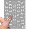 White Lace Bow Nail Stickers for Nail Art Supplies Cute Nail Bows Ribbon Rhinestones Nail Decor Nail Art Stickers Crystal Diamond Bowknot Ribbons Nail Design Stickers Nail Decals Nail Accessories