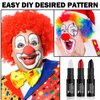 CAHIUYOA 3PCS Clown Makeup Cream Black White Red Eye Black Stick Face Body Paint Stick,Professional Joker Zombie Vampire Skeleton SFX Cosplay Halloween Makeup