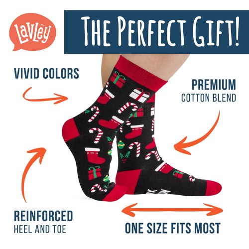 Lavley If You Can Read This, Bring Me Funny Socks - Novelty Gifts for Men, Women and Teens (US, Alpha, One Size, Regular, Regular, Merry Xmas)