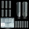 Vnjaoi 120 Pcs Poly Extension Gel Dual Nail Forms Nail Molds With Scale Builder Coffin Nail for Gel Manicure Nail Art Design Salon DIY at Home (Long Square Head Frosted Dual Nail Forms Set)