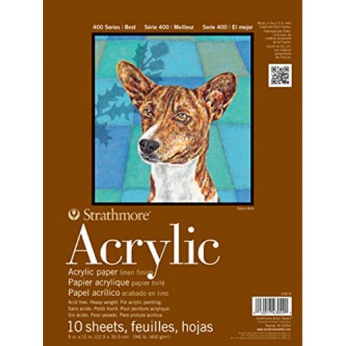 Strathmore 400 Series Acrylic Pad, Linen Finish, 6"x6" Glue Bound, 10 Sheets