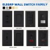 ELEGRP Matte Black Single Pole Decorator Light Switch, 15Amp 120/277V, Paddle Rocker Switch Wall Switch Replacement, Self-Grounding, Residential Grade, w/Wall Plate, UL/CUL (5 Pack)
