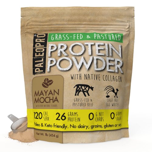 PaleoPro Protein Powder, Gluten Free, Dairy Free, Whey Free, Soy Free, No Added Hormones, Pastured Grass-fed Beef, Minimally Processed Paleo Ingredients, 1lb/454g, About 15 Servings, Mayan Mocha