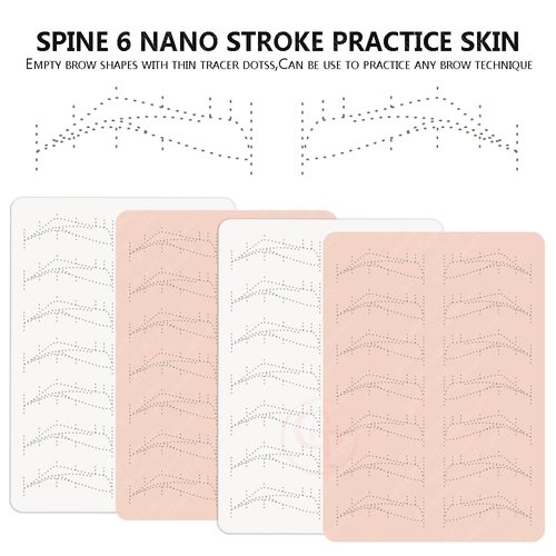 TgoBeauty 7 Pairs Brow Shapes Double Sided Design Eyebrow Spine 6 Nano stroke practice skin Silicone Practice Pad for Permanent Makeup Training (Pink Skin-1pc)