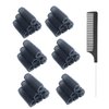 MOODKEY 36PCS Self Grip Small Hair Curlers Black Heatless Roller Hair Curlers Pro DIY Curly Hairstyle Hair Rollers Tools Rat Tail Comb for Women Medium Short Hair(0.6 x 2.4 Inch)