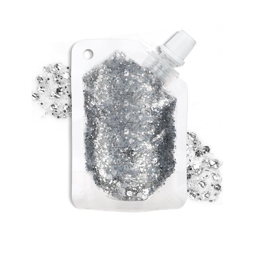 TEOYALL Silver Long Lasting Body Glitter Gel, Holographic Chunky Hair Face Sequins Glitter Gel Singer Concerts Festival Rave Accessories (Silver)