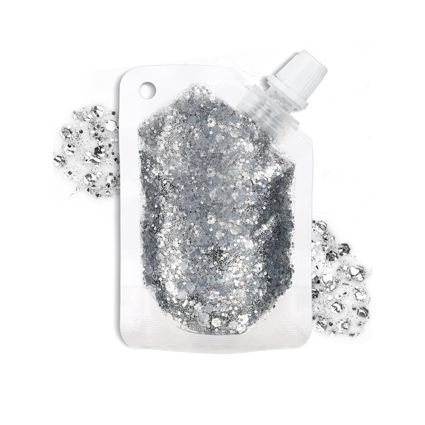 TEOYALL Silver Long Lasting Body Glitter Gel, Holographic Chunky Hair Face Sequins Glitter Gel Singer Concerts Festival Rave Accessories (Silver)