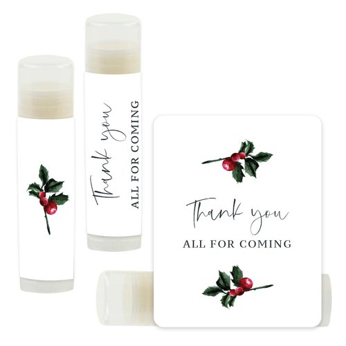 Andaz Press Winter Snowy Woodland Forest Watercolor Wedding Party Collection, Lip Balm Party Favors, Thank You All for Coming, Bridal Shower Party Favors, 12- Pack, Wedding Favors