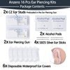 Anzero 16 Pcs Ear Piercing Kit, Disposable Ear Piercing Gun with Cubic Zirconia Stud, at Home Self Ear Piercer Kit (5MM Earrings Stud)