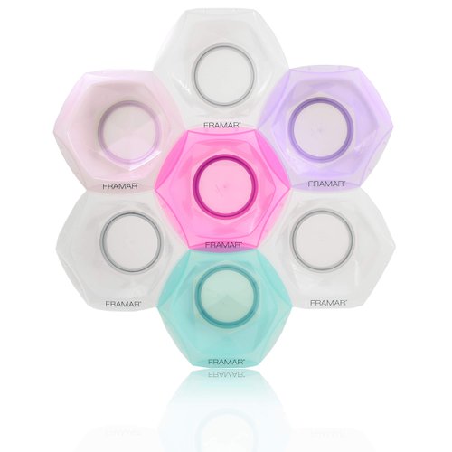 FRAMAR Multi-Colored Connect and Color Bowl Set – Mixing Bowls for Hair Color, Hair Bleach, Hair Dye, Coloring Set - 7 Pack