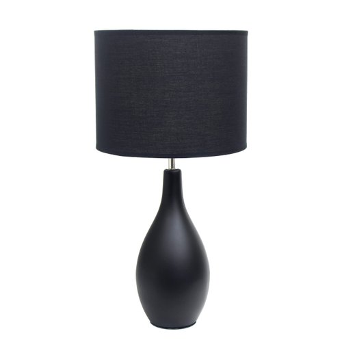 Simple Designs LT2002-BLK Oval Bowling Pin Base Ceramic Table Lamp, Black