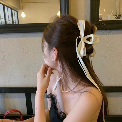 Bow Claw Clip with Long Tail Bowknot Hair Clip with Long Tassel Ribbon Claw Clips for Thick Thin ...