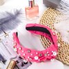 Zkptops Knotted Headband Pearl Rhinestone Headband for Women Beaded Wide Top Knot Headbands Crystal Jeweled Headwear Turban Hair Band Fashion Non Slip Sparkly Headpiece Hair Accessories Gift(Hot Pink)