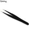 Rolabling 2pcs Elbow & Straight Black Nail Tweezers Rhinestone Picker Manicure Nail Art Tool (Set-1)
