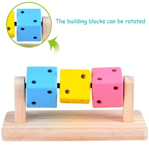 Besimple Hamster Chew Toys, Hamster Enrichment, Guinea Pig Toys and Accessories for Cage, Wood Hamster Platform Chew Toys for Teeth, Dwarf Hamster Chews, Colorful Wooden Block for Small Pets