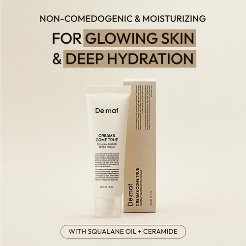 Creams Come True Squalane Barrier Repair Cream | Korean Face Moisturizer with Squalane Oil, Ceramides & Panthenol | K Beauty Skincare for Glass Skin (1.7 fl oz)