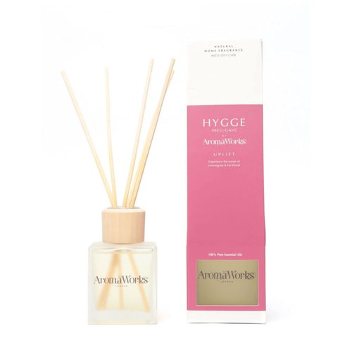 AromaWorks Hygge Reed Diffuser | Made with 100% Pure Essential Oils | Handmade in The United Kingdom | Great Aromatherapy Gift |100 ml (Uplift)