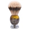 Parker Silvertip Badger Shaving Brush-Faux Horn Handle with a Chrome Base, Long Loft Dense Bristles- Men's Badger Shaving Brush with Stand Included