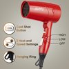 Travel Compact Hair Dryer, 1875W Lightweight Blow Dryer with Detachable Handle, 1 Nozzle, 2 Heat Settings, 2 Speed Slide Switch, Cool Shot Button, Fast Drying for Family, Student (Red)