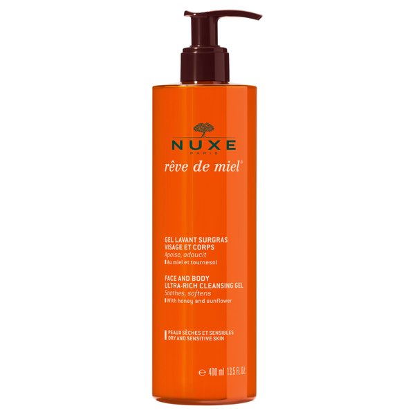 Nuxe Rêve de Miel Ultra-Rich Body Wash with Honey & Glycerin | Shower Gel for Dry & Sensitive Skin, 13.5 Fl Oz