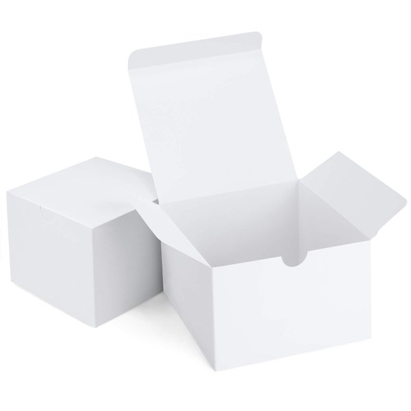 Eupako White Gift Boxes 5x5x3.5 25 Pack Kraft Paper Gift Boxes with Lids for Crafting, Gifts, Wedding, Birthday, Party, Cupcake
