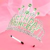 AHONEY Birthday Princess Crown Tiara for Girls Women, Birthday Girl Headband, Happy Princess Birthday Party Decorations Gifts (Green)
