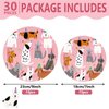 JarThenaAMCS 30Pcs Dog Theme Paper Plate Pink Puppy Disposable Plates 9" & 7" Cute Cartoon Dinner Plates for Animal Pet Party Table Decor Supplies