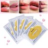 KlsyChry 24K Gold Gel Crystal Collagen Lip and Eye Mask, 5 Pairs Gold Eye Mask Patches and 5 Pcs Gold Lip Mask Pads for Moisturizing, Anti Wrinkle, Anti Aging, Hydrating Lips and Eyes