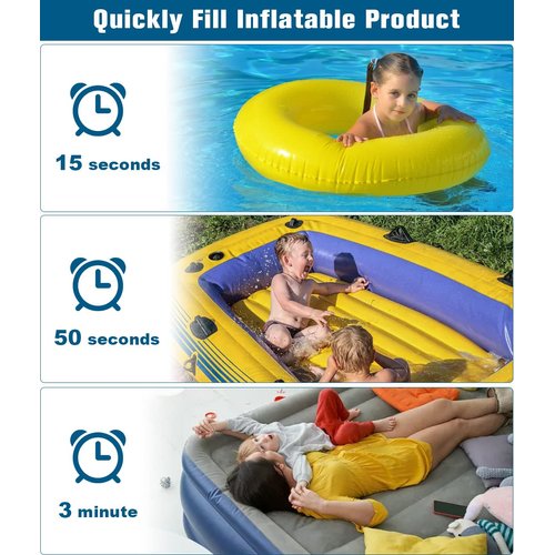 Artigarden Electric Air Pump Portable 460W Quick-Fill Air Pump Air Flow 45CFM 2.1PSI with Hose 5 Nozzles 120V AC Inflator Deflator Pump for Air Mattress Air Bed Inflatable Cushion Boat Swimming Ring