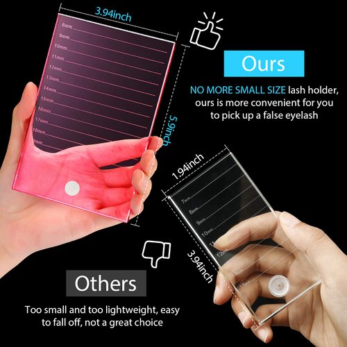 Eyelash Crystal Pallet Eyelash Extension Pallet Bigger Size Glass Pallet Lashes False Lash Tray Strip Adhesive Glue Holder for Eyelash Extensions (Pink,5.9 x 3.94 x 0.31 Inch)