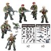 MEIEST 6 PCS Mini WWII Soldier Military Action Figures, Army Model Building Block Toys with Multiple Military Weapons Accessories,Party Favors Set for Kids (British Army)