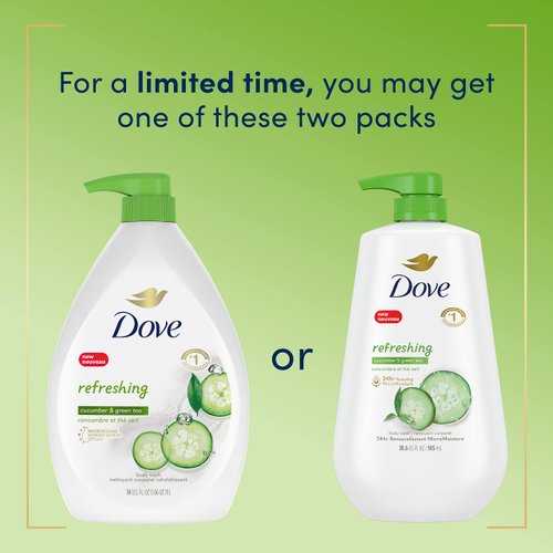 Dove Body Wash with Pump Refreshing Cucumber and Green Tea Refreshes Skin Cleanser That Effectively Washes Away Bacteria While Nourishing Your Skin 30.6 oz