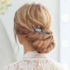 Easedaily Bride Wedding Hair Comb Black Rhinestone Bridal Hair Piece Flower Hair Accessories for Women and Bridesmaid