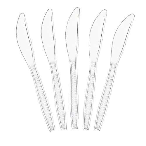 PLASTICPRO Clear Plastic Knives Disposable Cutlery Utensils 100 Count