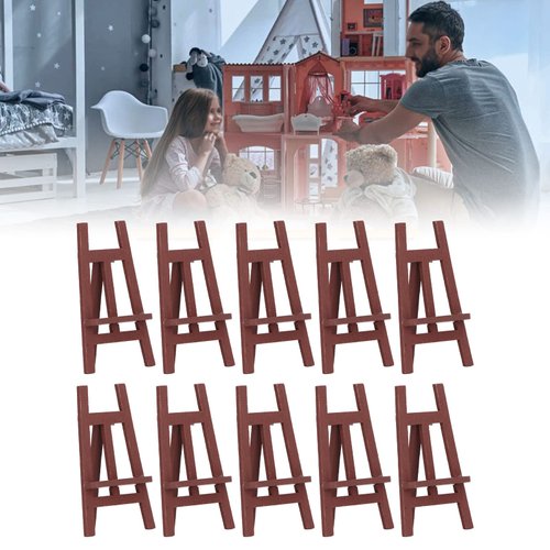 Miniature Easel Small Easels For Display Mini Easel Card Display Stand Card Stand Black Easel, Dollhouse Easel Sturdy Pinewood 10Pcs for 1:12 1:6 Scale